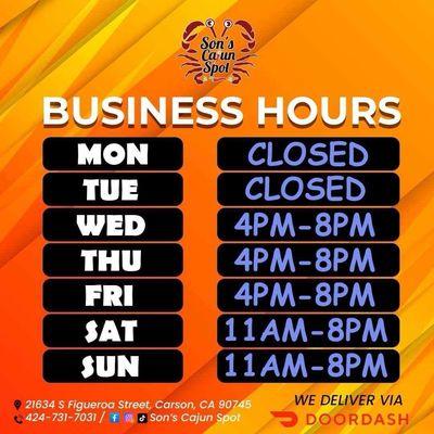 Updated opening hours