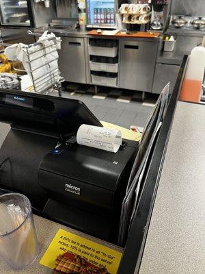 He told me to take my receipt from the till myself