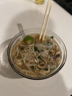 Chicken pho with mushrooms