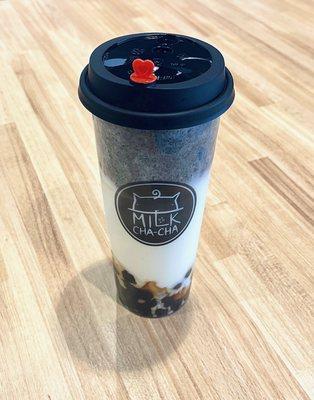 Black Sesame Milk Latte w/ Boba