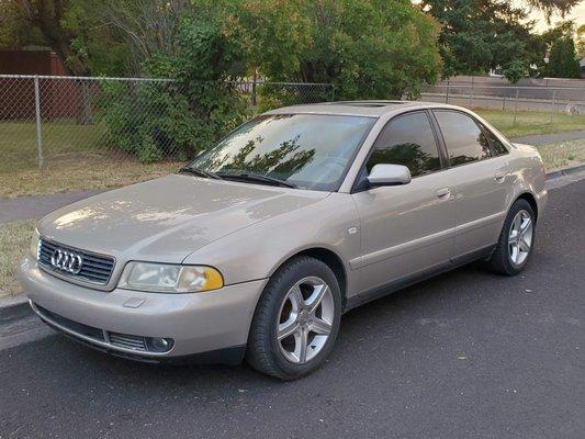 1999 Audi A4 sedan, 1.8t engine, 5 speed manual, Quattro AWD.