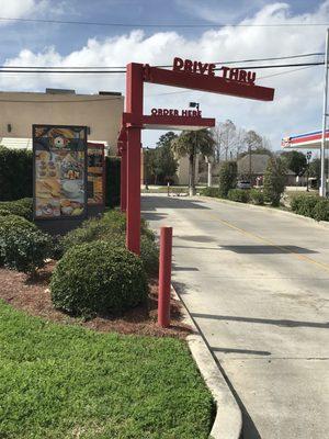 The drive thru lane order point.