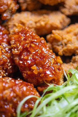 Sweet and Spicy (Yangnyeom) Korean fried chicken wings