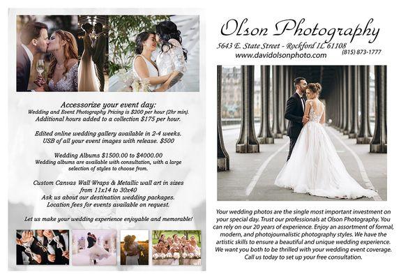 Wedding photographer in Rockford, Illinois. Contact us for our full wedding collection prices and photography we offer for weddings.