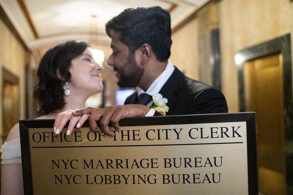 A lovely couple at their City Hall wedding.