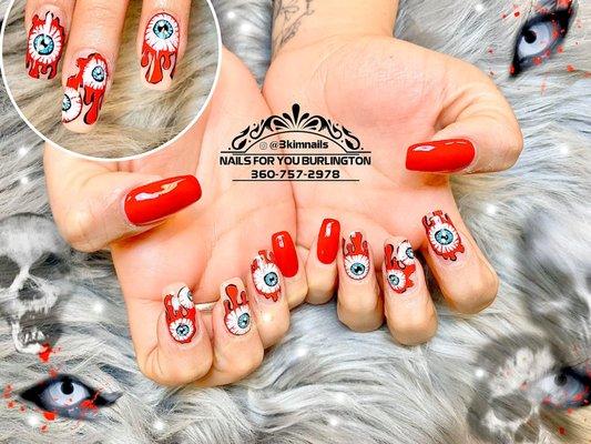 Halloween free hand painting by Nails For You Burlington  Design by Kim number 2 Are you ready for your next appointment with Nails For