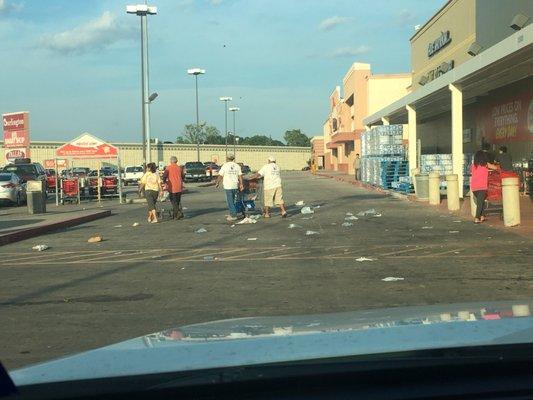 Always a tornado of plastic bags out front