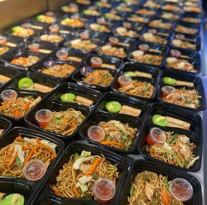 Packed Meals for Catering the Simbang Gabi Event Day 2 in Philippine Consulate Manhattan. Consists of Pansit Guisado BAM-I, Shanghai & Puto