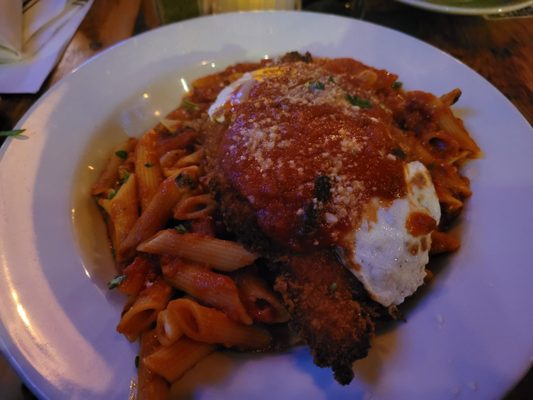 Chicken parm with penne