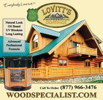 Lovitt's Coatings presents Natural Gold, the ultimate log home stain