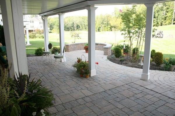 Concrete Paver patio with Seat Wall.