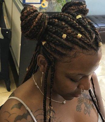 Beautiful combination of box braids and Cornwall