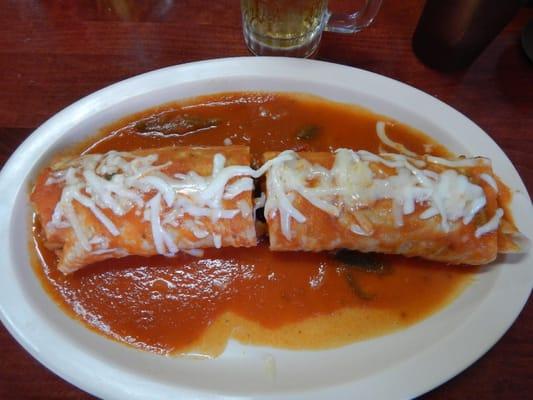 The burrito suizo, as big as my forearm, but much tastier!