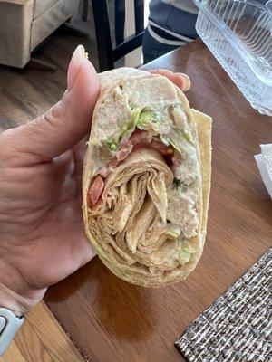 Chicken salad Wrap! Mostly wrap less chicken salad! Second time very disappointed!!!