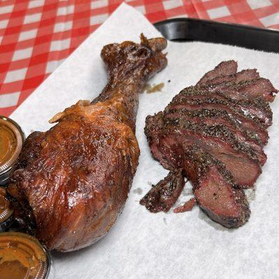 Smoked turkey leg and Barbacoa