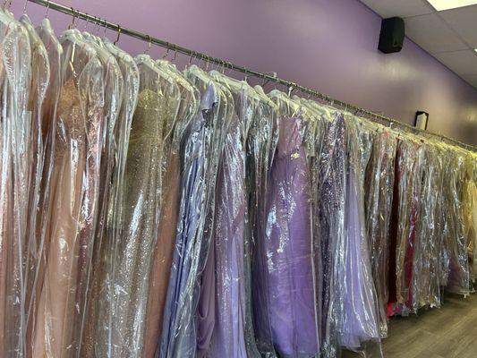 Showroom full of beautiful dresses.