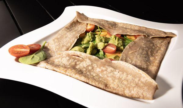 Savory Crepe: Vegetarian. Substitute the cheese for a Vegan Cheese and you got a Vegan Crepe that's also Gluten Free.