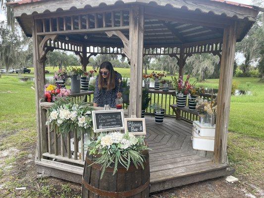 Gazebo by a pond