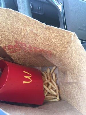 Are my fries dumped in a bag or nah?