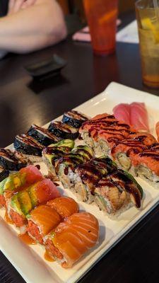 A plate of various rolls from AYCE