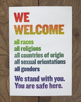 We are a safe space for all people and want everyone to feel truly safe in our office.