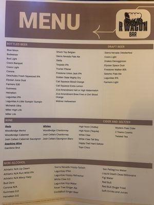 Beer and Wine Menu