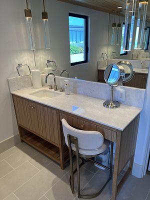 Master bathroom, his and her custom vanities