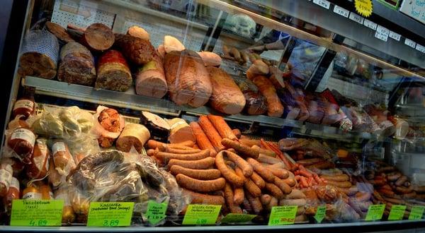 Here is a part of our display of fresh deli meats and sausages.