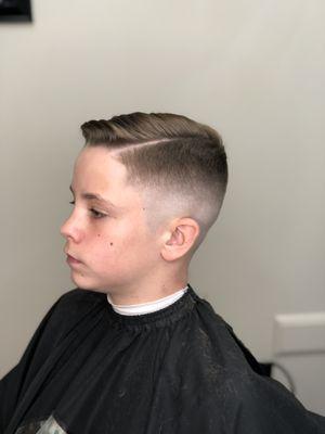 Combover fade with hard part