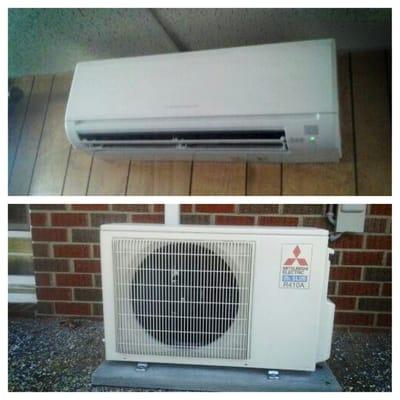 A ductless @MitsuComm system installed last wk for an elderly couple that had to move to the basement of their house.