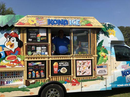 Our bosses got the Kona ice truck as a treat for the school staff. Great flavors.