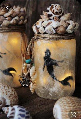 Fairy and Mermaid tealight jars-Handmade by Local artist.