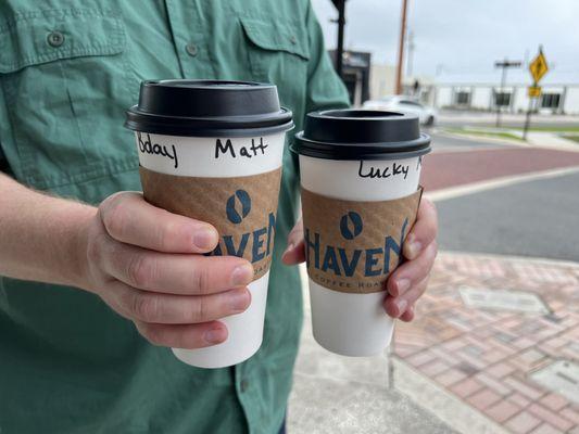 Birthday Cake latte and Luck of the Irish  latte