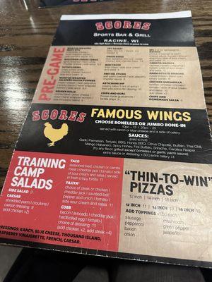 wings and pizza menu.