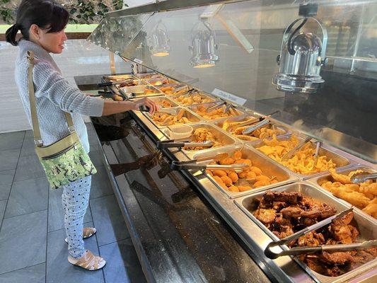 This buffet area had mostly fried foods. Don't miss the scallops!