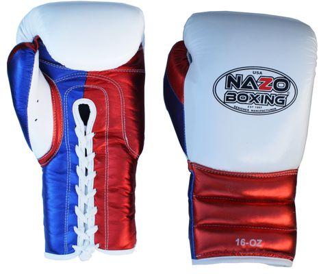 Nazo Boxing metalic leather red blue leather boxing gloves