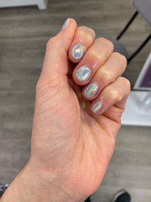 Gel nails with a chrome finish