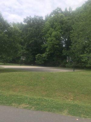 Lonely Basketball Court with Fresh Nets