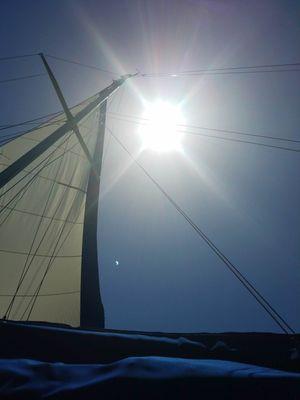 an amazing sight of the sail in the eclisp on the Adamerica. Susan invited a group to sail during this special event. Jacqueline Fellhauer