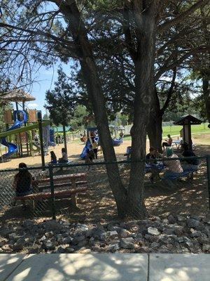 Kids playing in shade