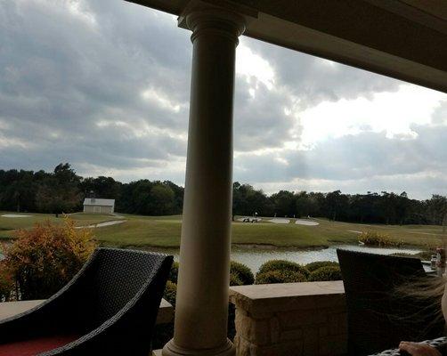 Partial view of the golf course from the patio at Jake's restaurant