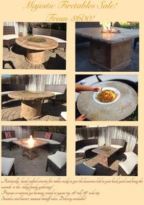 Luxurious hand crafted fire tables and firepits.