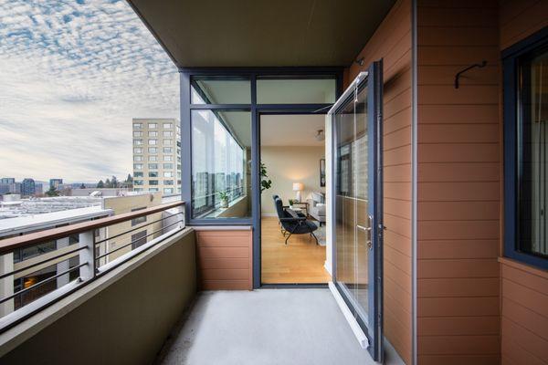 Sweeping private balcony at  The Heights. Perfect for relaxing and hosting guests.