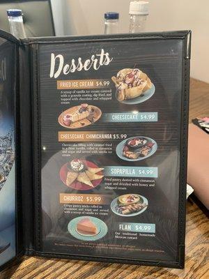 Drink (desserts) menu