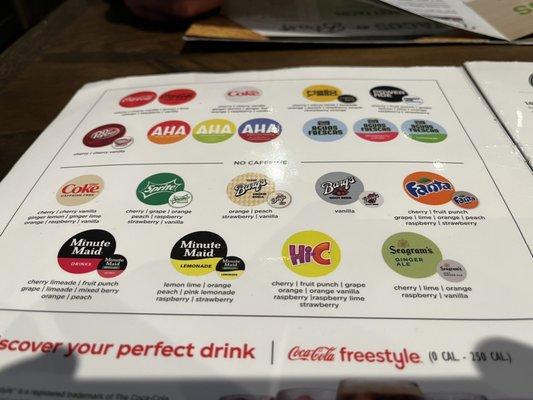 Soft drinks offered are Coke Free Style (love the variety of flavors)