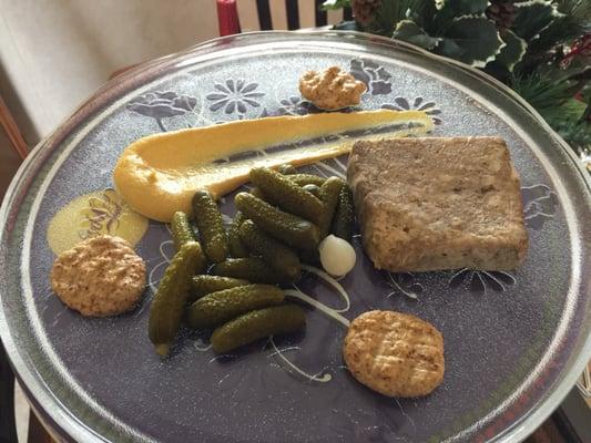 Pâté de Campagne, cornichons, Edmund Fallot Mustard, & deli mustard platter!