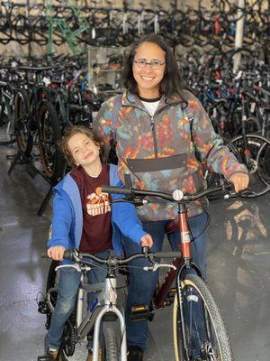 Momma Nadine and son Nicholas on their brand new bicycles!