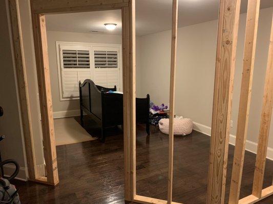 Framing and Finishing Job, converting hall to bedroom