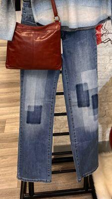 Charlie B patchwork jeans and Hobo messenger bag