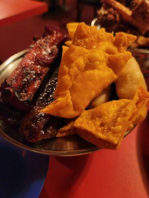 Appetizers combo (crab Rangoon, beef teriyaki, chicken fingers and spare ribs (on the bone)